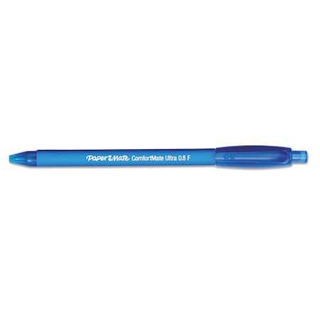 Paper Mate ComfortMate Ultra BP Pen, Retract, Fine 0.8 mm, Blue Ink/Barrel, PK12 6360187